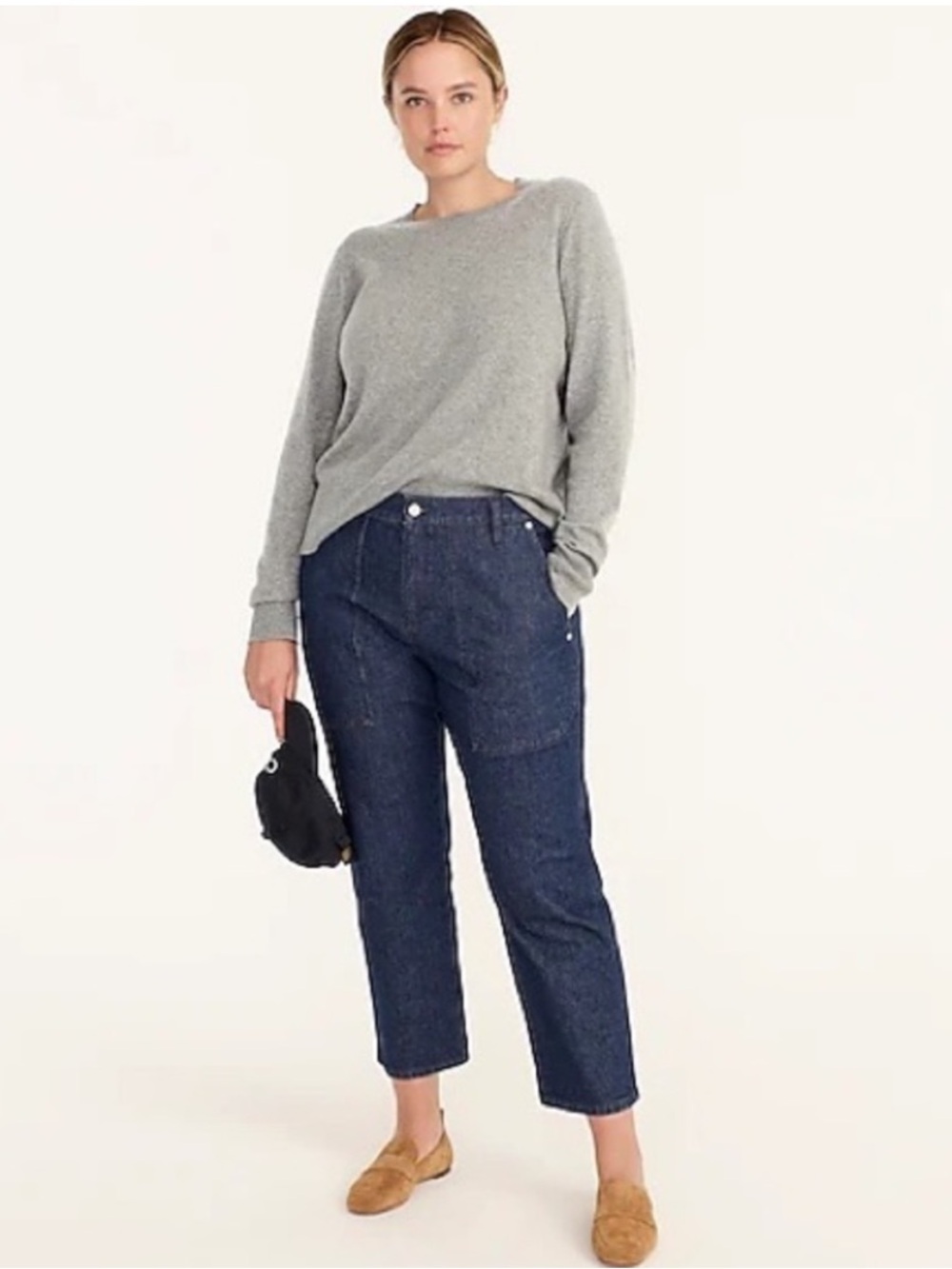 J. Crew Cashmere Classic Fit Crewneck Sweater Cozy Soft Heather Ash Gray size M - Picture 3 of 6